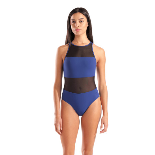 Maillot Femme Arena Mesh Panels Swimsuit Vent Navy
