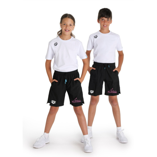 Bermuda Arena Noir Junior Ac Hyères Marquage Rose