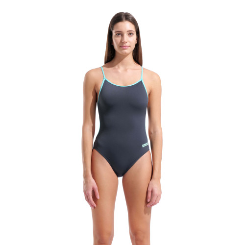 Maillot De Bain Femme Swimsuit Lace Back Solid Asphalt Water