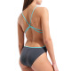 Maillot De Bain Femme Swimsuit Lace Back Solid Asphalt Water