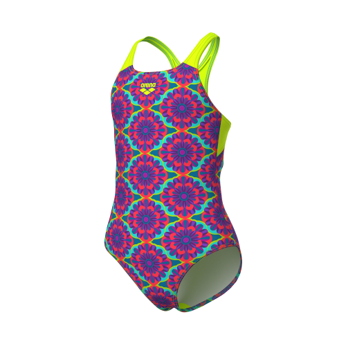 Maillot de bain 1 pièce fille Arena Floral dos Swim Pro - Violet Multi-Artic Lime