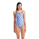 Maillot de bain 1 pièce femme Arena Sunny dos noué - Turquoise Multi-Navy