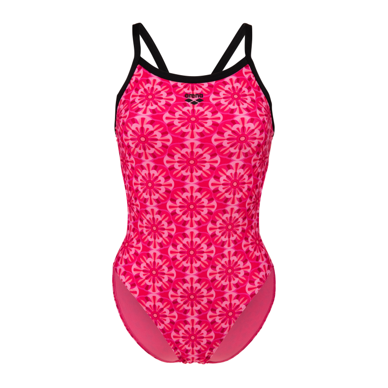 Maillot de bain 1 pièce femme Arena Floral dos Challenge - Pink Multi-Black