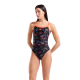 Maillot de bain 1 pièce femme Arena Flamingo dos Challenge - Black Multi-Bright Coral